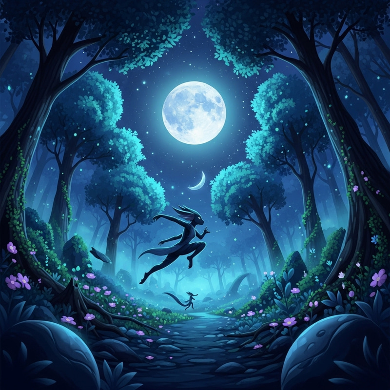 Mystical Creature in a Moonlit Forest Mystical Creature in a Moonlit Forest