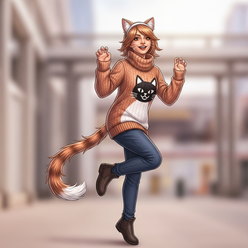 Joyful Anime-Inspired Cat Cosplay in Vibrant Colors