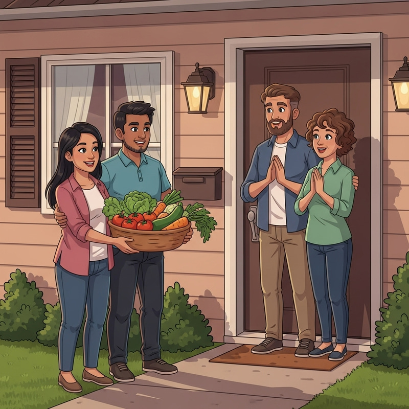 Generous Couple Sharing Fresh Produce | Kind Neighborhood Gesture