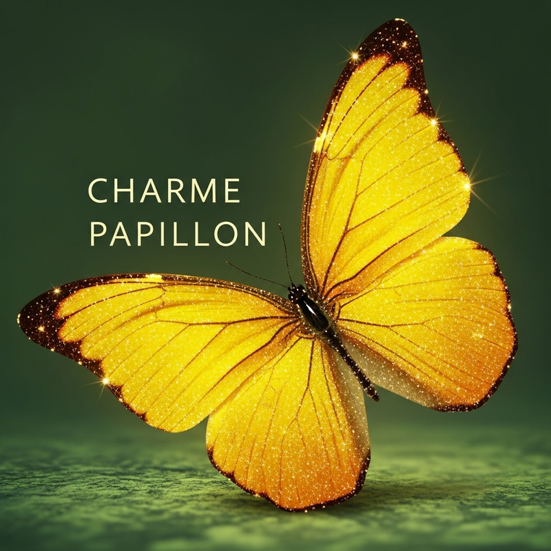 Vibrant Yellow Butterfly with Sparkling Wings | Charme Papillon Vibrant Yellow Butterfly with Sparkling Wings | Charme Papillon