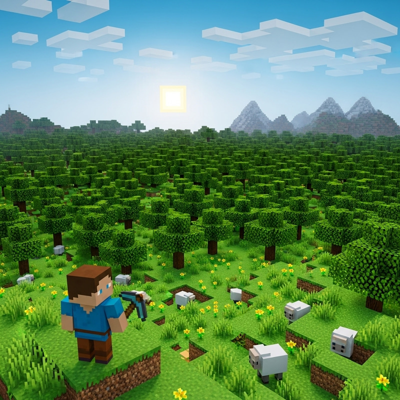 Explore a Minecraft Pixelated World Scene Explore a Minecraft Pixelated World Scene