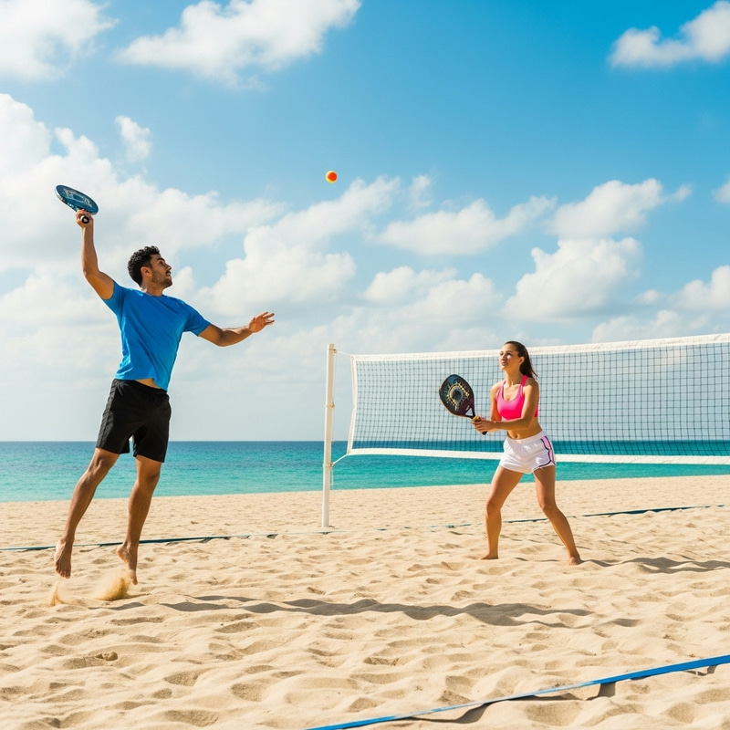 Beach Tennis Fun: Sunny Day at the Shore