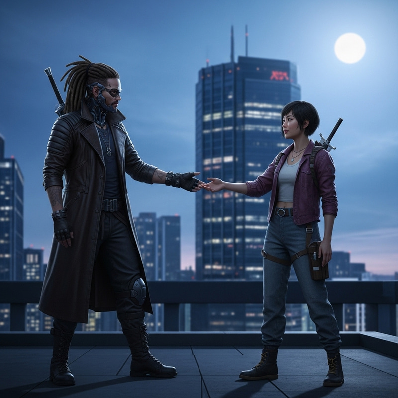 Blade Reaching Out to His Friend - Intense Rooftop Capture Blade Reaching Out to His Friend - Intense Rooftop Capture