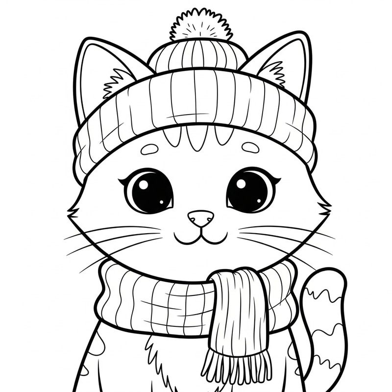 Adorable Cat Coloring Page for 4-Year-Old Kids Adorable Cat Coloring Page for 4-Year-Old Kids