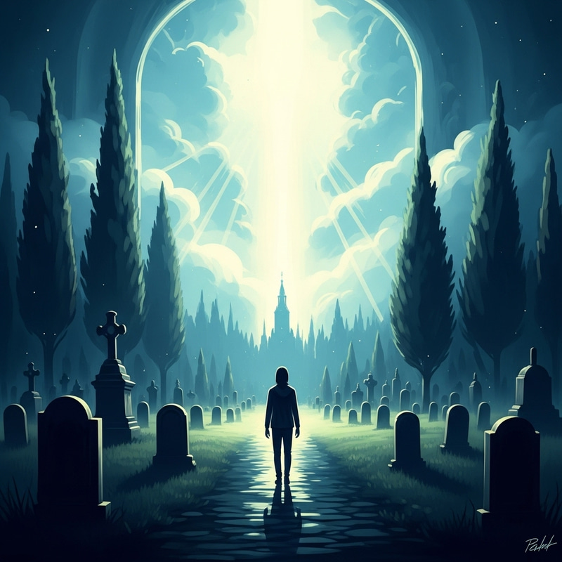 Surreal Cemetery: Serene Spiritual Sojourn Amidst Radiant Horizon Surreal Cemetery: Serene Spiritual Sojourn Amidst Radiant Horizon