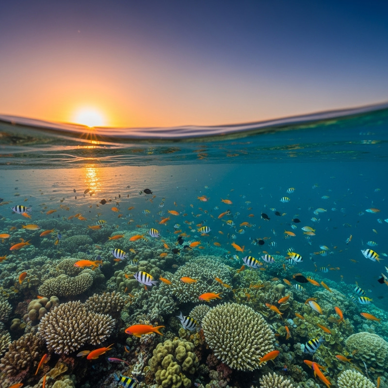 Ocean Mashua with Vibrant Coral Reef and Exotic Fish