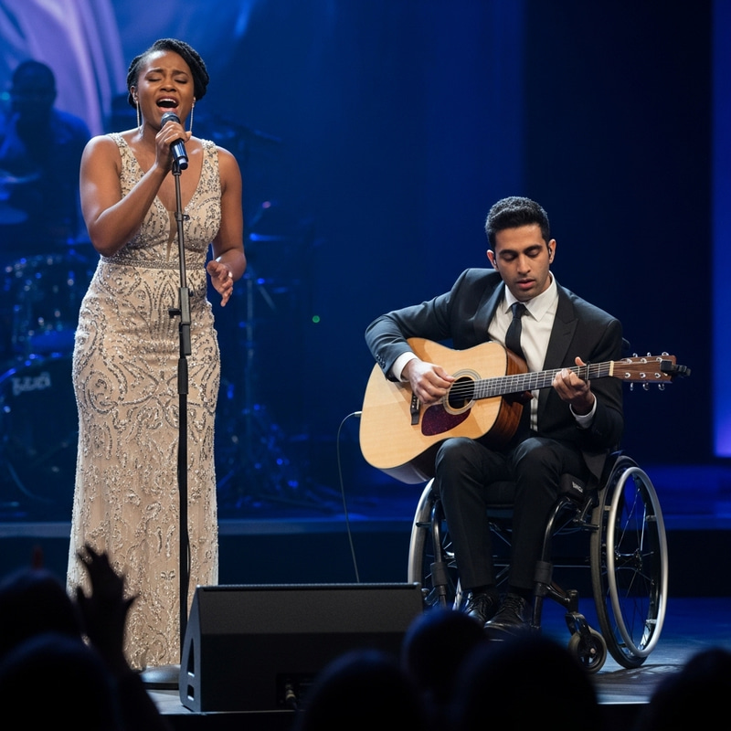 Soulful Duo: Singer with Guitarist in Wheelchair Soulful Duo: Singer with Guitarist in Wheelchair