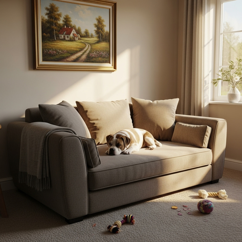 Calming Pet Sofa in Cozy Living Room | Bring Comfort to Your Pet Calming Pet Sofa in Cozy Living Room | Bring Comfort to Your Pet