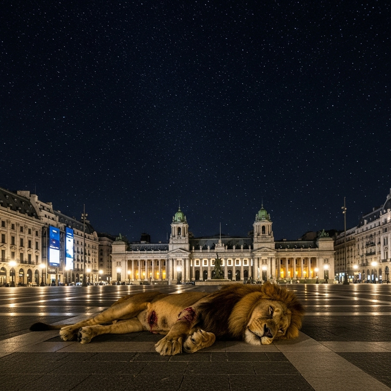 Bloody Lion in Buenos Aires: A Tragic Scene at Plaza de Mayo Bloody Lion in Buenos Aires: A Tragic Scene at Plaza de Mayo
