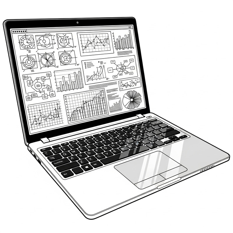 Sleek Laptop Computer Line Art Illustration
