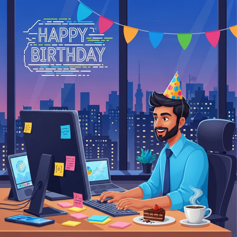 Birthday Card for South Asian IT Specialist | Coding Script Scene
