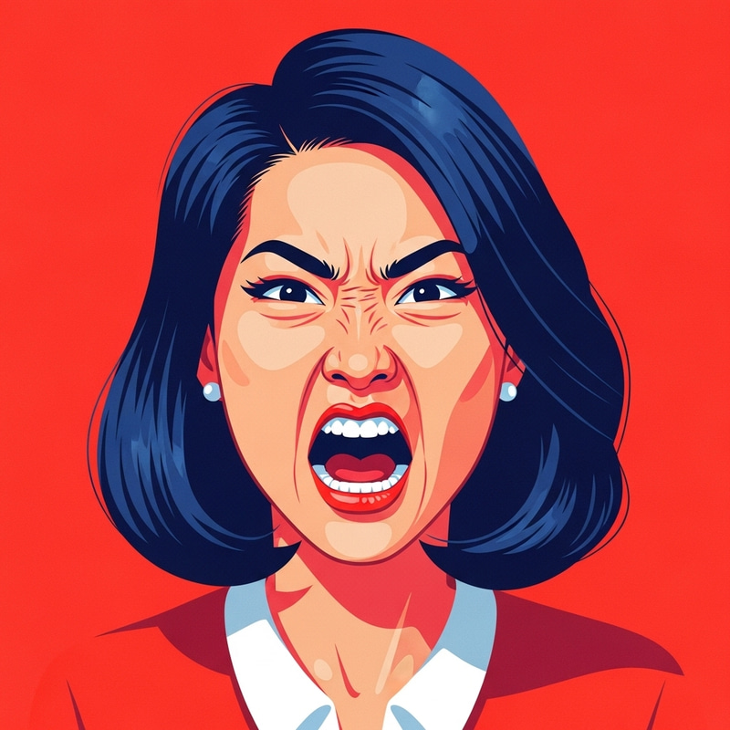 Furious Asian Woman: Dynamic Angry Expression