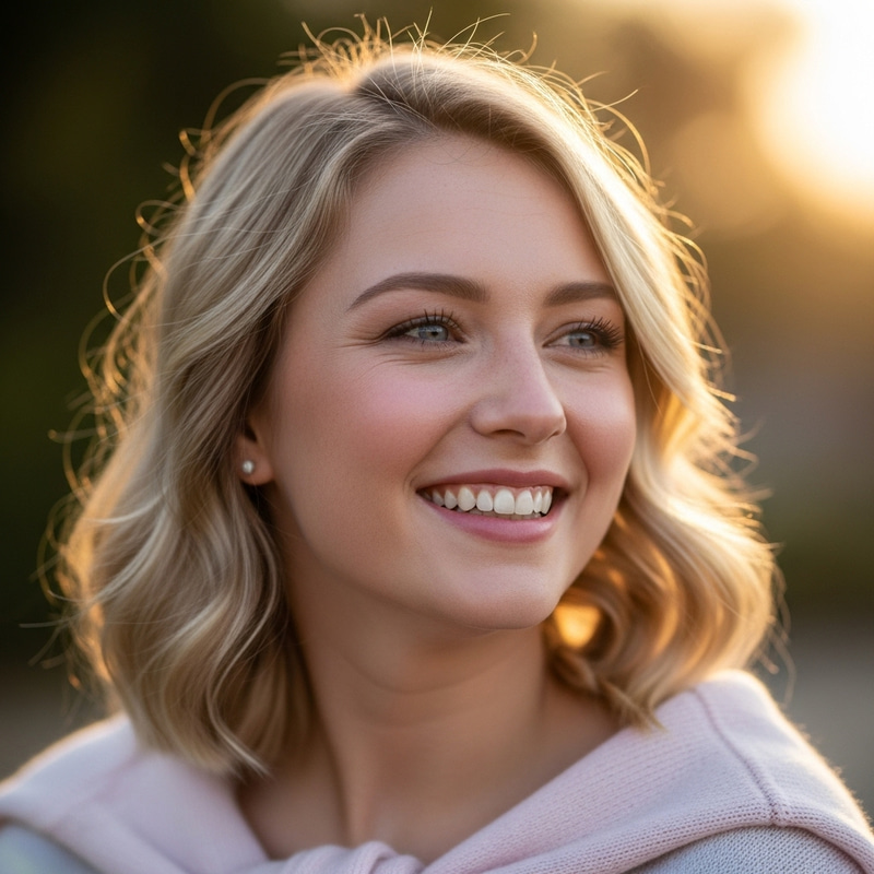 Happy Blonde Woman | Focused and Radiant Joy Happy Blonde Woman | Focused and Radiant Joy