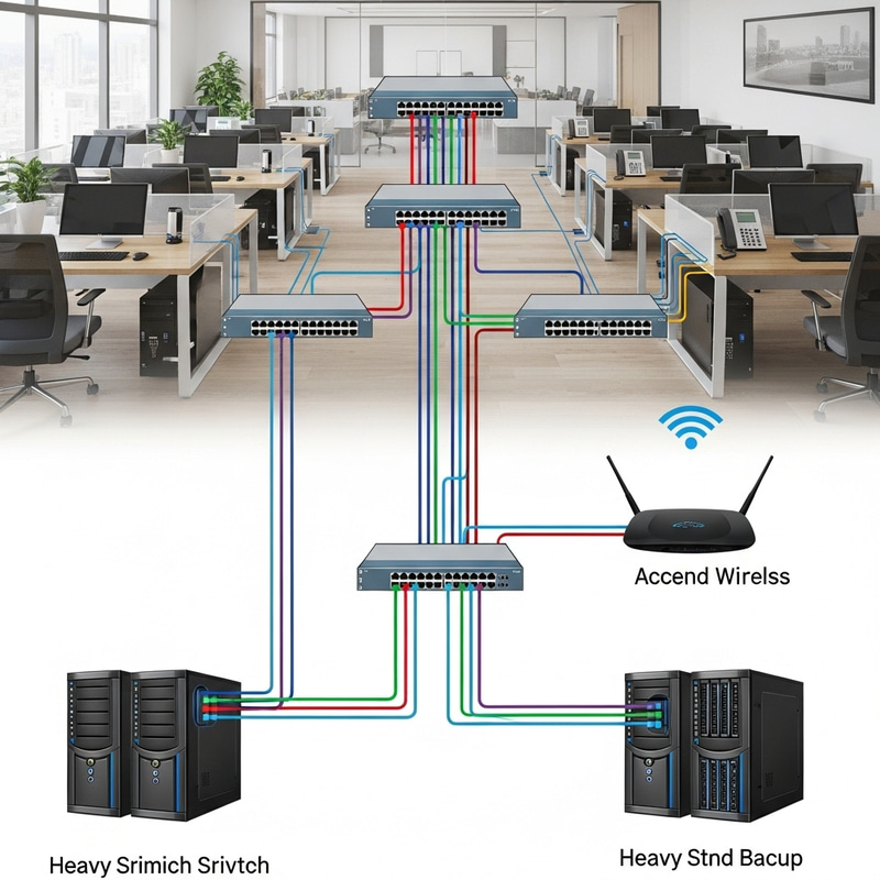 Office Network Structure Diagram: 10 PCs & Servers Office Network Structure Diagram: 10 PCs & Servers