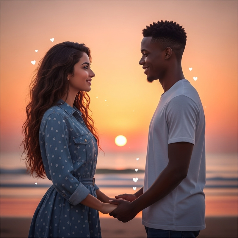 Create Love Image for Couple at Romantic Sunset Beach Create Love Image for Couple at Romantic Sunset Beach