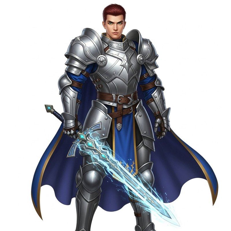 Asian Male in Silver Armor as Saber Warrior Asian Male in Silver Armor as Saber Warrior