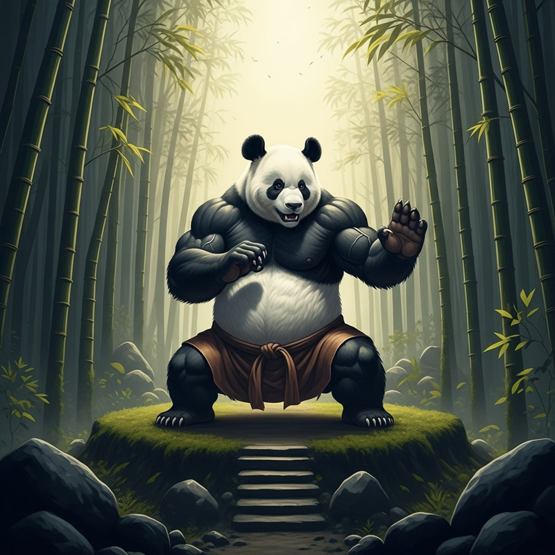 Muscular Kungfu Panda Mastering Martial Arts Muscular Kungfu Panda Mastering Martial Arts