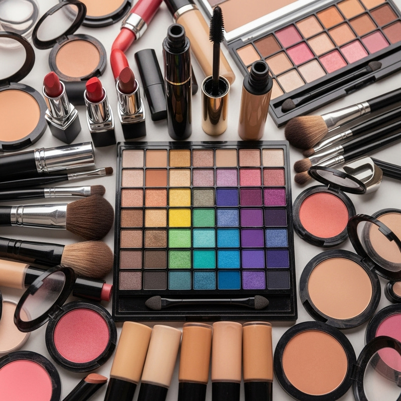 Colorful Makeup Products | Vibrant Artist's Setup