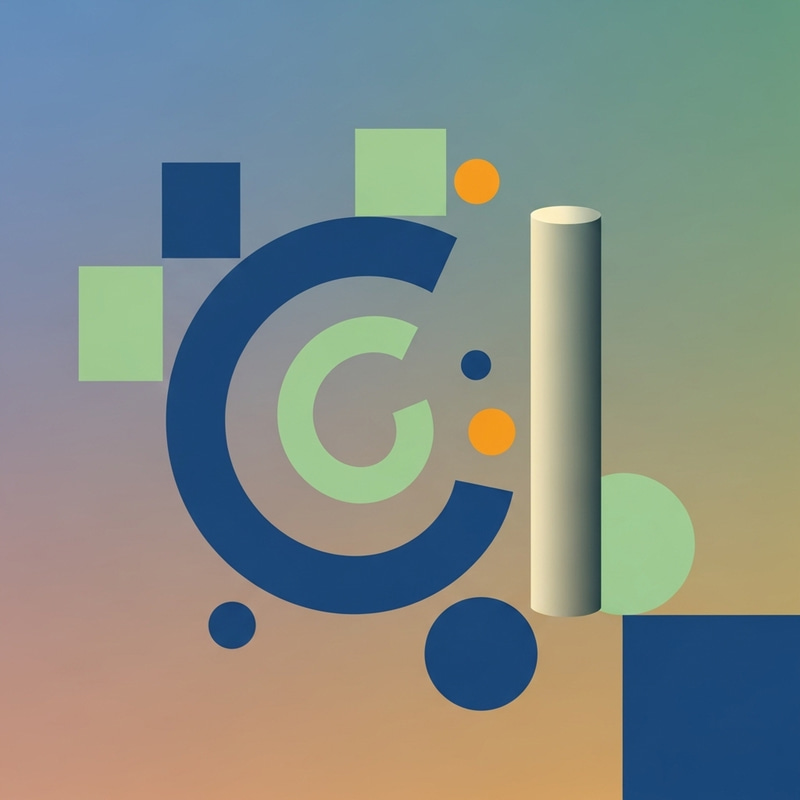 Abstract Geometric Artwork with Unclosed Curves and Cylindrical Object Abstract Geometric Artwork with Unclosed Curves and Cylindrical Object