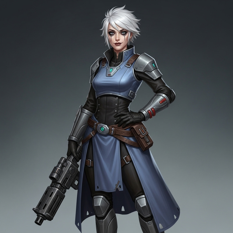 Bold White-Haired Marine Engineer in Sci-Fi Traveller RPG Bold White-Haired Marine Engineer in Sci-Fi Traveller RPG