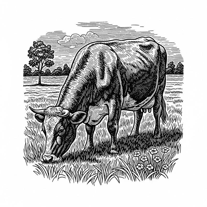 Vintage Black and White Cow T-Shirt Design