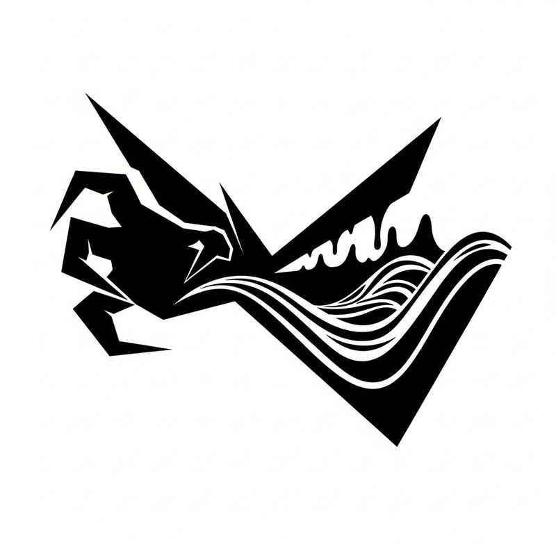 Elegant Monochrome Geometric Wave Symbolizing Envy & Greed Elegant Monochrome Geometric Wave Symbolizing Envy & Greed