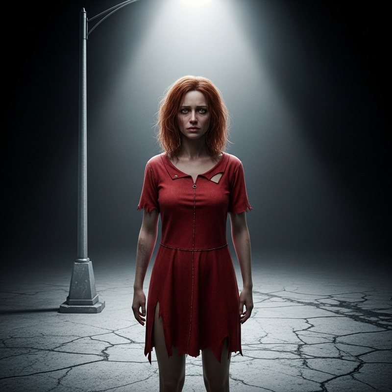 Eerie Urban Portrait of a Red-Haired Woman | Emotional Contrast with a Prostituta Eerie Urban Portrait of a Red-Haired Woman | Emotional Contrast with a Prostituta