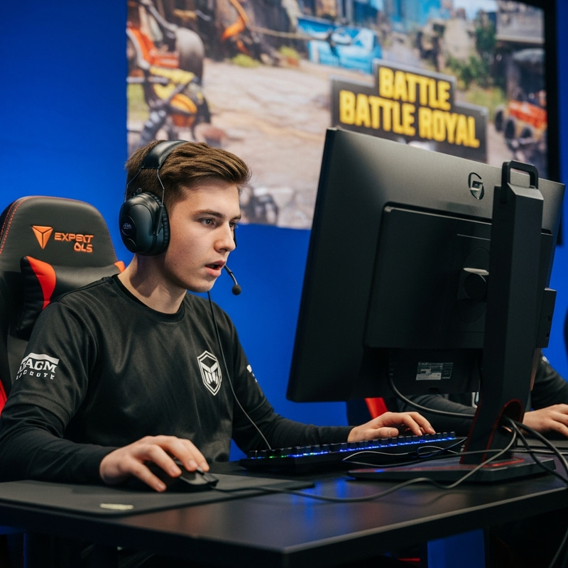 Vibrant Esports Tournament | Youthful Male Gamer | Fast-Paced Action