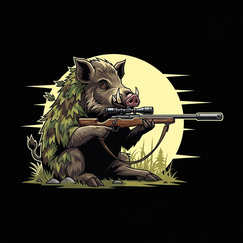 Sniper Wild Boar Vectorized