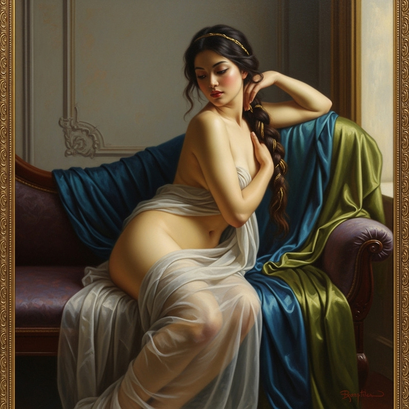 Exotic Female Model - Classical Style Painting Exotic Female Model - Classical Style Painting