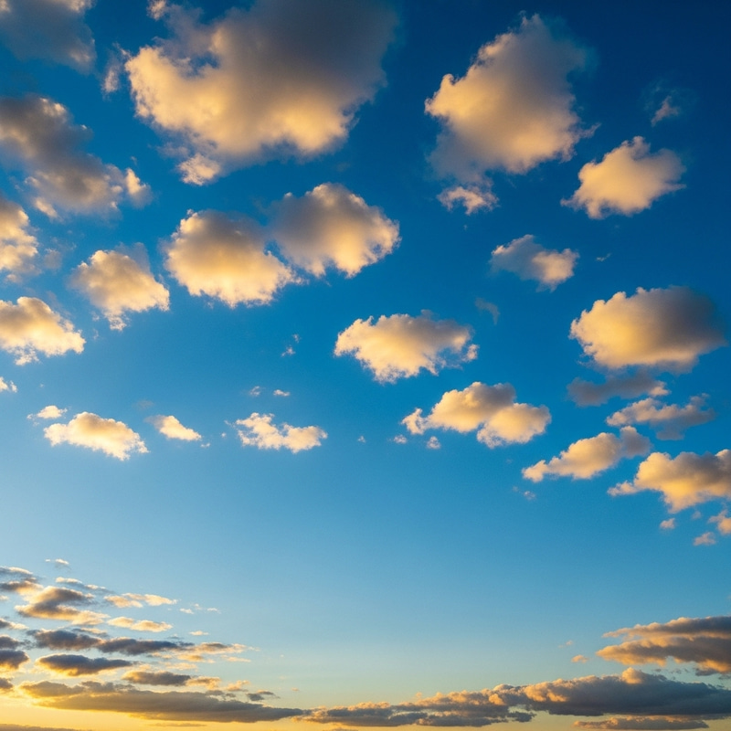 Vivid Blue Sky with Golden Clouds - Photographic Realism 4k Oil Painting Vivid Blue Sky with Golden Clouds - Photographic Realism 4k Oil Painting