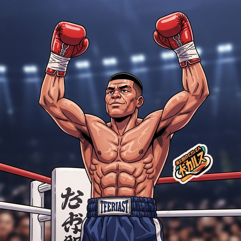 Triumphant Boxer Illustration in High-Speed Action