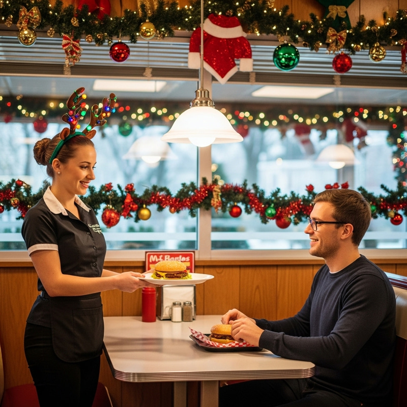 Christmas Themed Fast Food Joint | Festive Decor & Delightful Burgers Christmas Themed Fast Food Joint | Festive Decor & Delightful Burgers