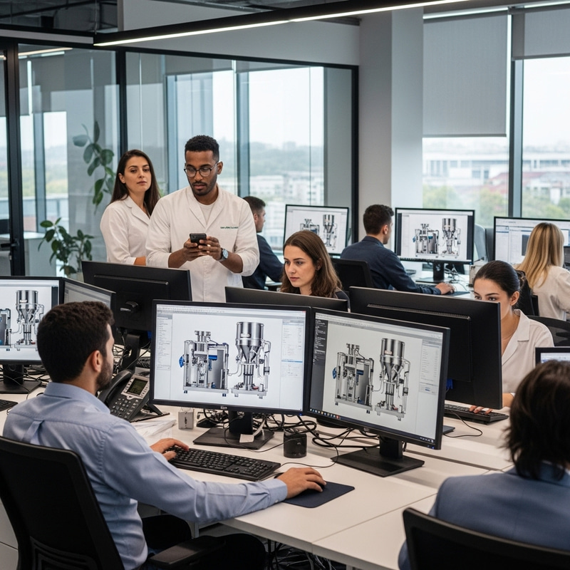 Creative Designers Working at Desks in Vibrant Office Setting
