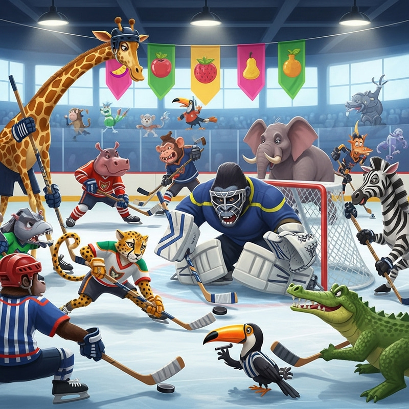 Whimsical Jungle Animals Hockey Game Whimsical Jungle Animals Hockey Game