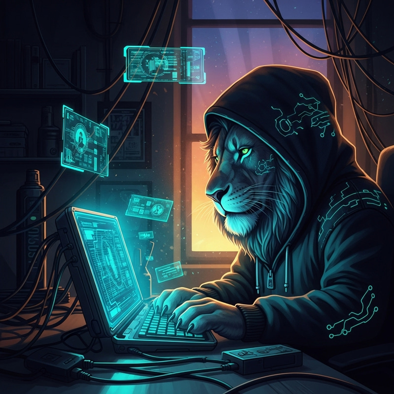 Lion Hoodie Cyberpunk Art by Jordan & Greg