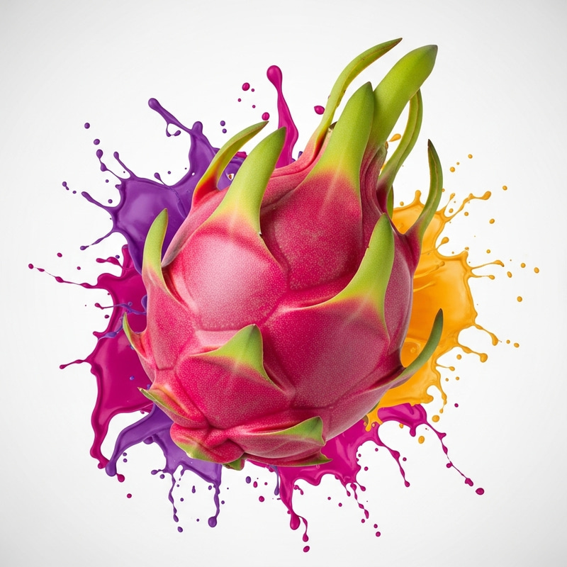Dragon Fruit with Splash 3D Swirl Paint Background Dragon Fruit with Splash 3D Swirl Paint Background