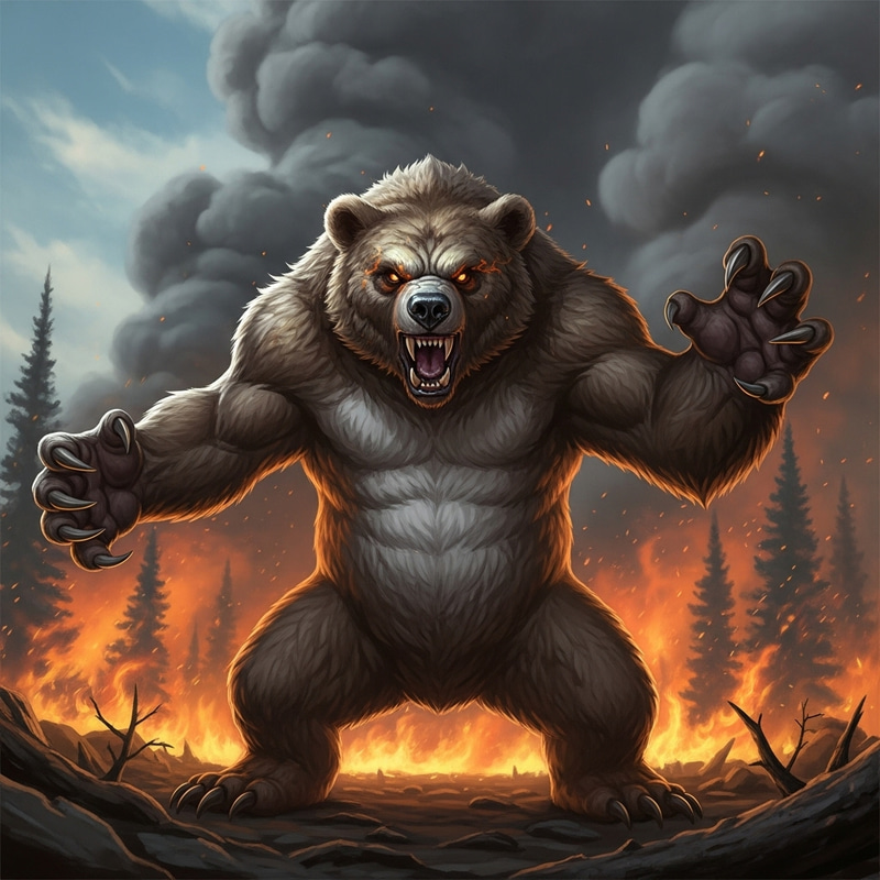 Ursa Dota 2 Agressive Pose in Burning Forest Ursa Dota 2 Agressive Pose in Burning Forest
