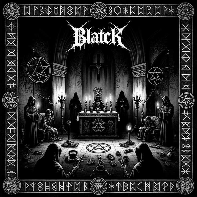 Black Metal Band CD Cover Art: Black Mass Witchcraft in Medieval Style
