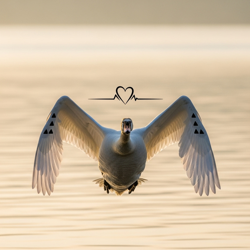 Elegant Swan with Three Dots Wings and Heart Symbol Elegant Swan with Three Dots Wings and Heart Symbol