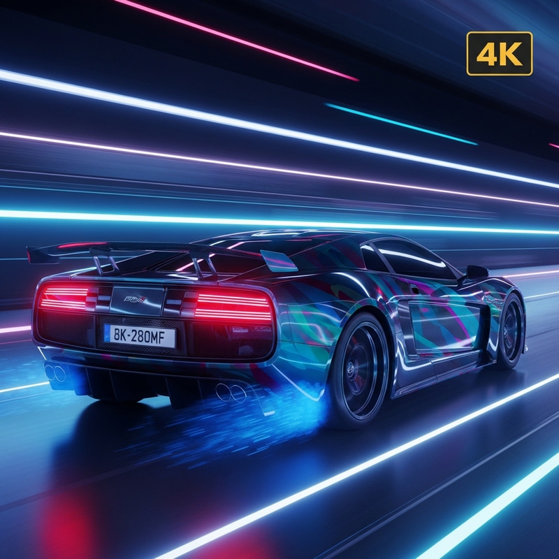 Futuristic Neon Sports Car Transformation - Digital Masterpiece Futuristic Neon Sports Car Transformation - Digital Masterpiece