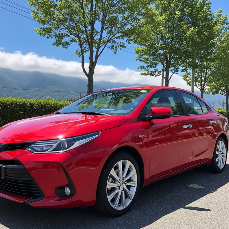 Glossy Red Toyota Sedan - Stunning Mirror-Like Finish Glossy Red Toyota Sedan - Stunning Mirror-Like Finish