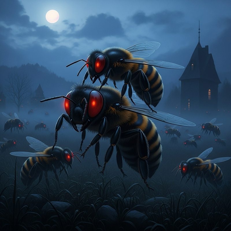 Creepy Bees: A Spooky Illustration Creepy Bees: A Spooky Illustration