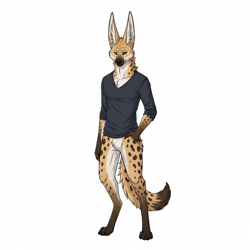 Male Slender Jackal and Hyena Anthro Character
