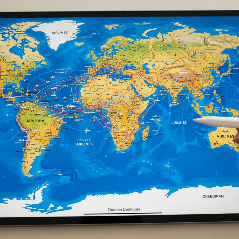 Detailed International Flight Routes Map with Vibrant Colors Detailed International Flight Routes Map with Vibrant Colors