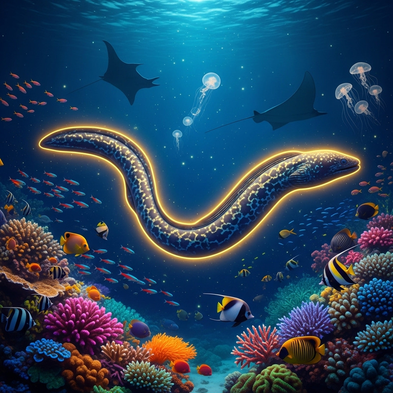 Graceful Electric Eel in Deep Ocean | Colorful Corals & Fish Graceful Electric Eel in Deep Ocean | Colorful Corals & Fish