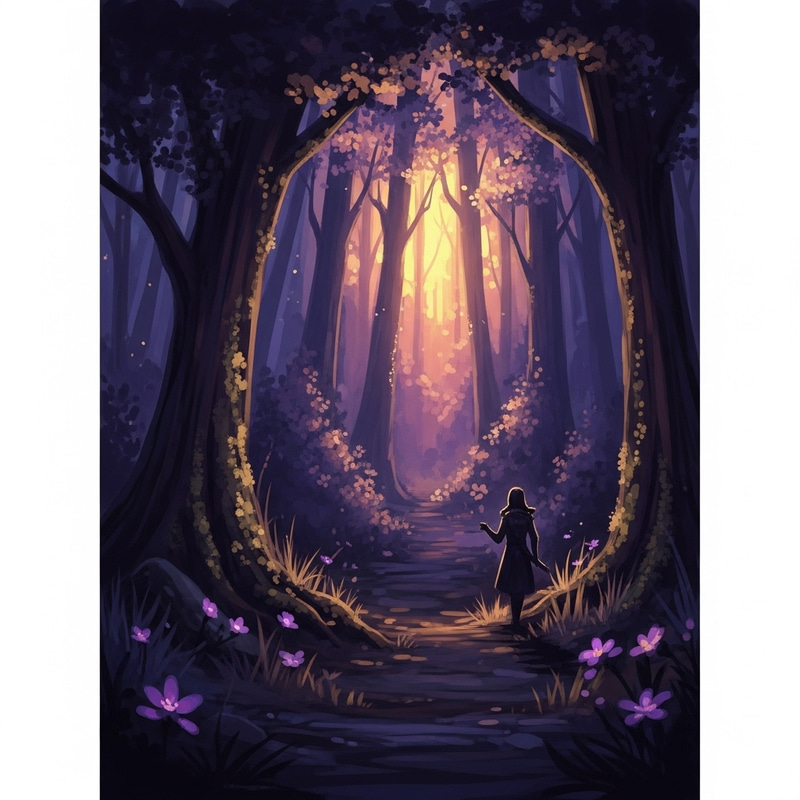 Fantasy Forest Dusk in Purple & Gold Fantasy Forest Dusk in Purple & Gold