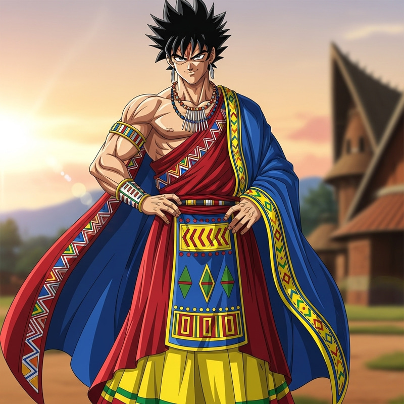 Muscular Male Character in Tutsi Traditional Attire Muscular Male Character in Tutsi Traditional Attire