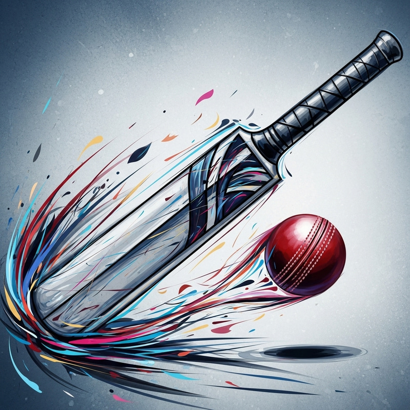 Abstract Cricket Bat & Ball Painting - Dynamic Artistry Abstract Cricket Bat & Ball Painting - Dynamic Artistry