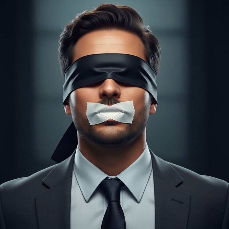 Bound Man in Shirt, Jacket, Tie, with Blindfold & Mouth Taped Bound Man in Shirt, Jacket, Tie, with Blindfold & Mouth Taped